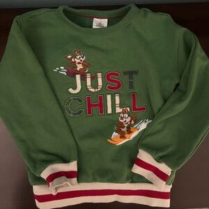 Disney Store Chip N Dale Holiday Sweatshirt Pullover for Boys Green Just Chill